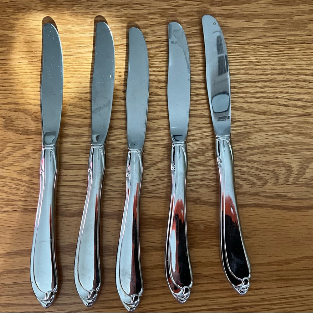 Oneida Shasta Flatware 5 Knives Oneidacraft Deluxe Stainless